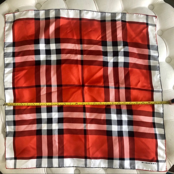 Burberry Silk Orange Check Scarf - Picture 4 of 9